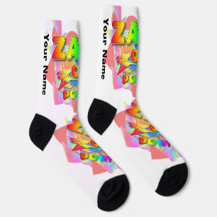 YOUR NAME Personalise Zap Ouch Pow Crew Socks