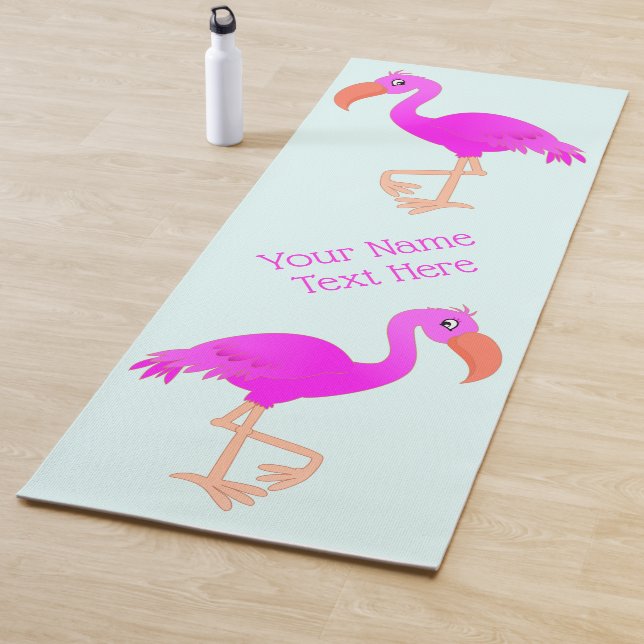 Your Name Personalised Pink Flamingo Yoga Mat Gift (In Situ)