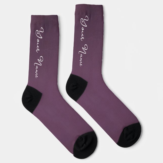 YOUR NAME Personalised Purple Crew Socks (Right)