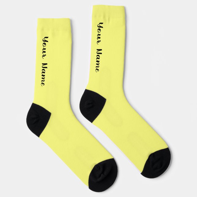 YOUR NAME Personalised Yellow Crew Socks (Right)