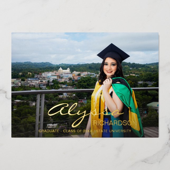 Your Name & Photo Graduate Dark Foil Announcement (Front)