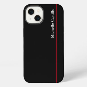 Your Name Plain Professional Modern Black Red iPhone 13 Case