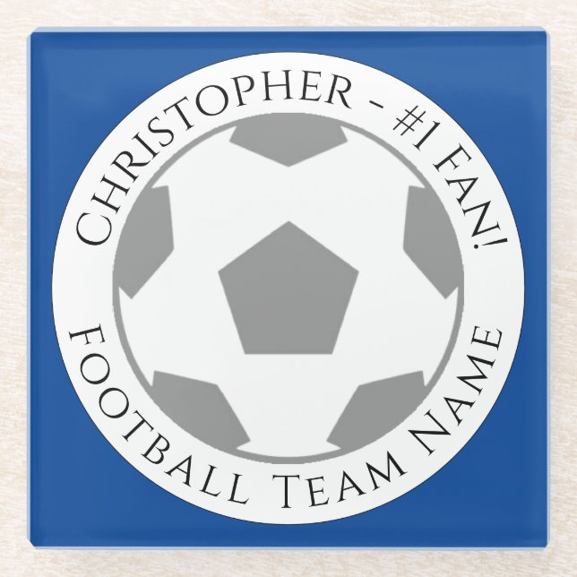 Your Name plus Football Team Name Glass Coaster (Front)