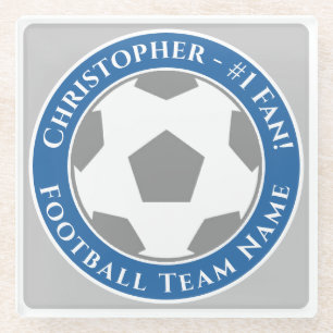 Your Name plus Football Team Name Glass Coaster