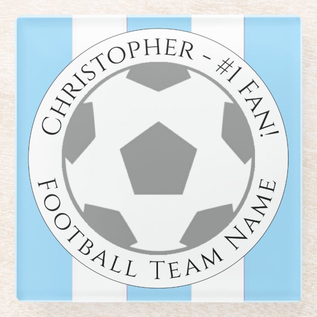 Your Name plus Football Team Name Glass Coaster (Front)