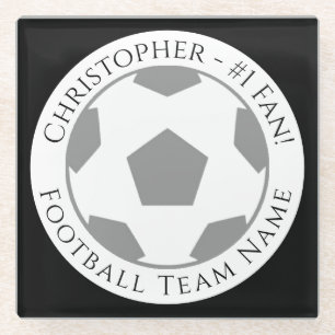 Your Name plus Football Team Name Glass Coaster