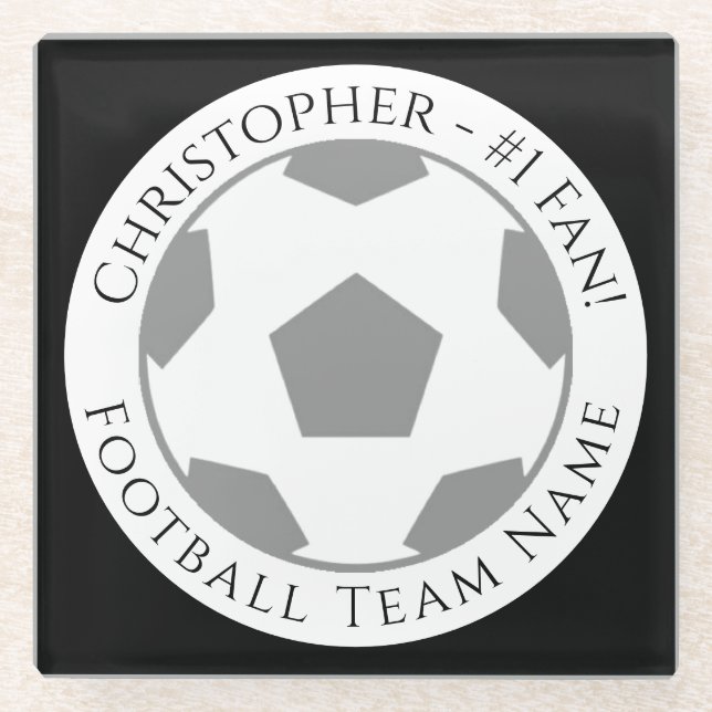 Your Name plus Football Team Name Glass Coaster (Front)