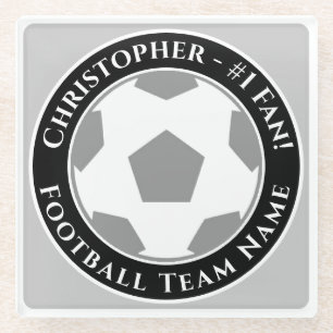 Your Name plus Football Team Name Glass Coaster