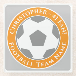 Your Name plus Football Team Name Glass Coaster