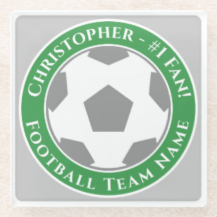 Your Name plus Football Team Name Glass Coaster