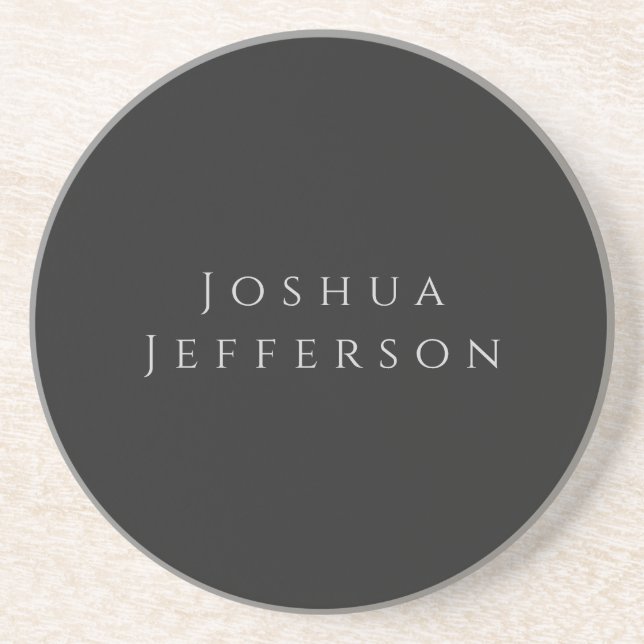 Your Name Professional Creative Plain Black Grey Coaster (Front)