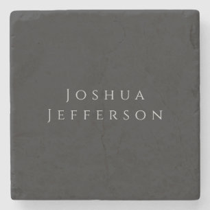 Your Name Professional Creative Plain Black Grey Stone Coaster