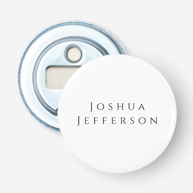Your Name Professional Creative Plain Black White Bottle Opener (Front)