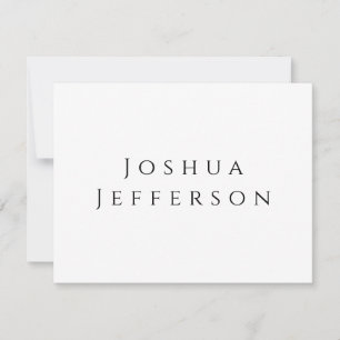 Your Name Professional Creative Plain Black White Card