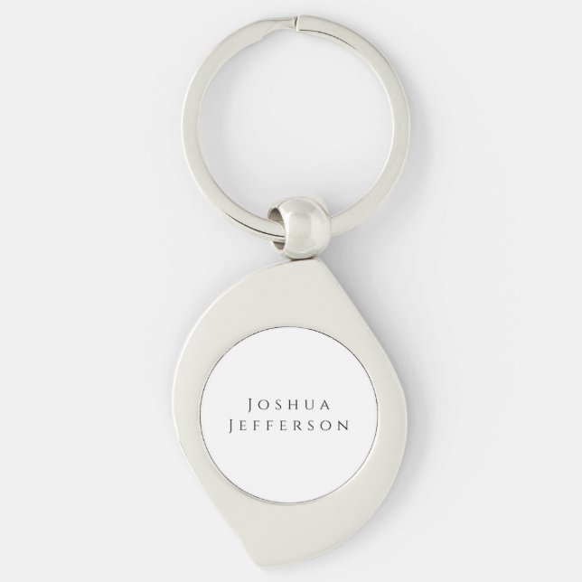 Your Name Professional Creative Plain Black White Key Ring (Front)