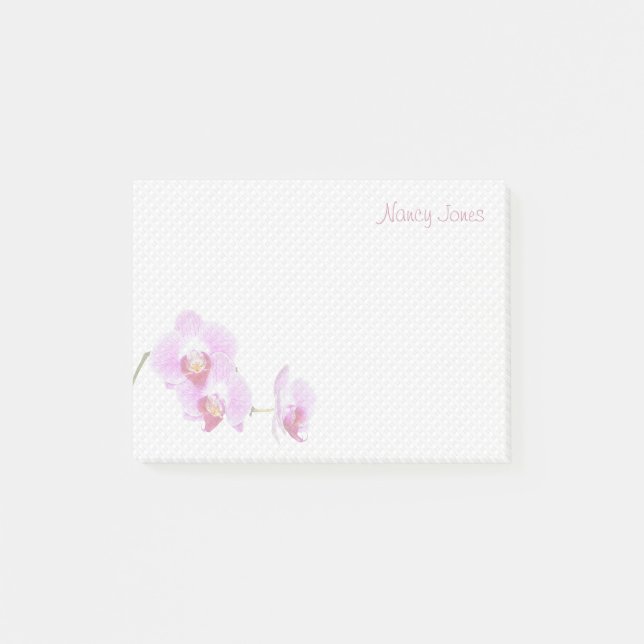Your Name - Purple Orchid Floral Photography Post-it Notes (Front)