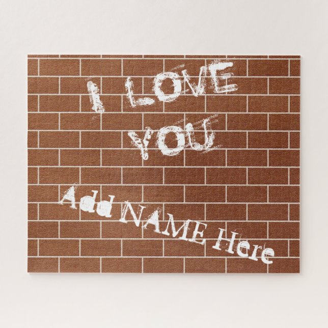 Your Name Puzzle - A Brick Wall - I Love You (Horizontal)