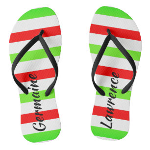 (Your Name) Red White Green Stripes Col. Thongs