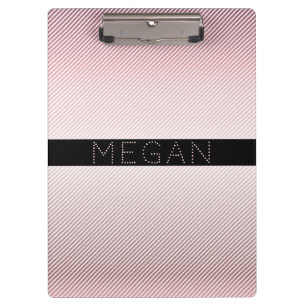 Your Name Rose Ombre & White Stripes Clipboard