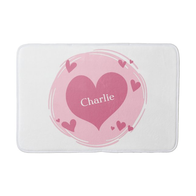 Your Name(s) in a Heart bath mats (Front)