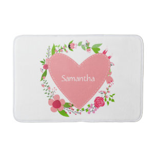 Your Name(s) in a Heart bath mats