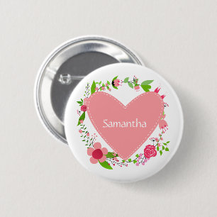 Your Name(s) in a Heart custom buttons