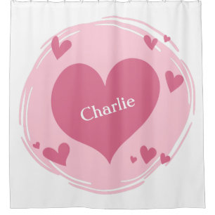 Your Name(s) in a Heart custom shower curtain