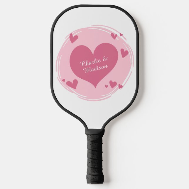 Your Name(s) in a Heart Pickleball Paddle (Front)