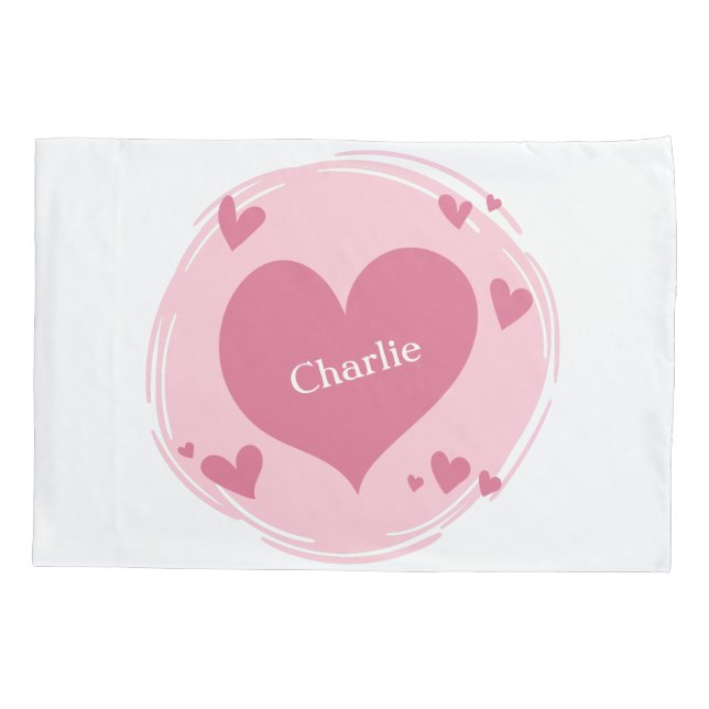 Your Name(s) in a Heart pillowcases (Back)