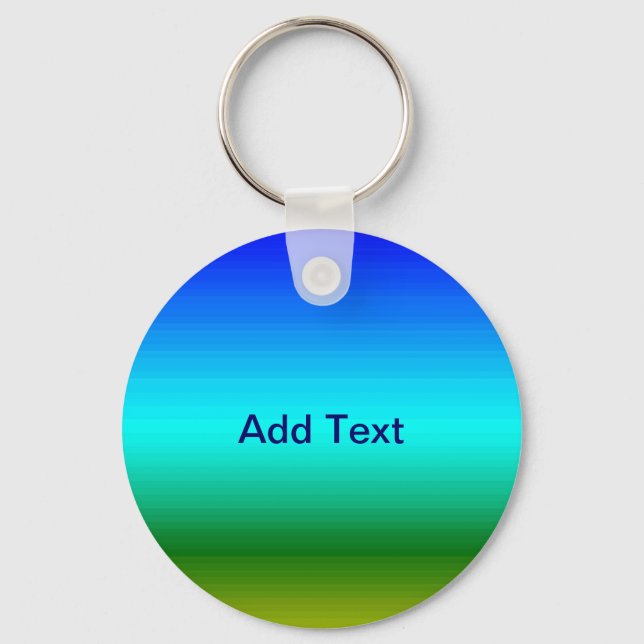 Your Name Sea Sky Blue Green Modern Gradient Key Ring (Front)