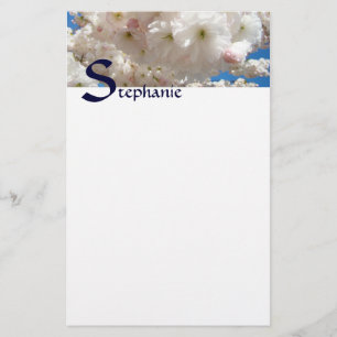 Your Name Stationery Pink Flower Blossoms custom