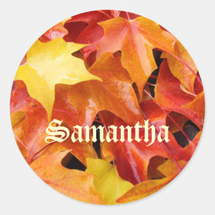 Your Name stickers Envelope seal Autumn Leaves