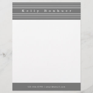 Your Name & Stripes Grey & White Custom Letterhead