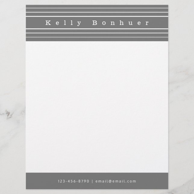 Your Name & Stripes | Grey & White Custom Letterhead (Front)