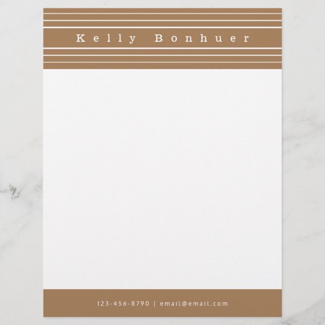 Your Name & Stripes | Light Brown Custom Letterhead (Front)