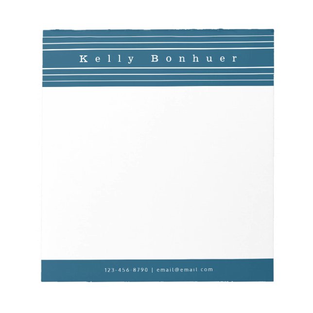 Your Name & Stripes | Ocean Blue Notepad (Front)