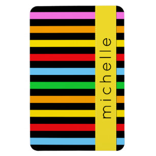 Your Name - Stripes, Parallel Lines - Red Blue Magnet
