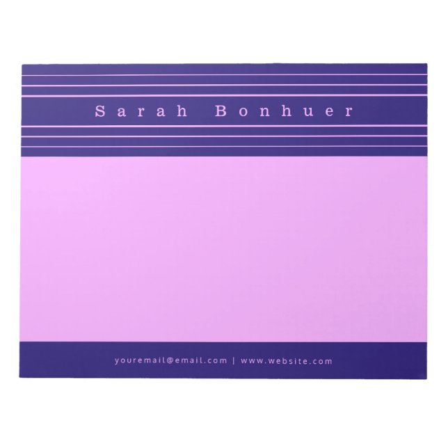 Your Name & Stripes | Purple & Pink Notepad (Front)