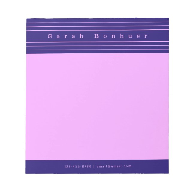 Your Name & Stripes | Purple & Pink Notepad (Front)