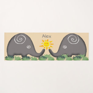 Your Name Sun Salutation Poetic Spiral Elephants Yoga Mat