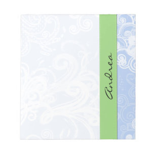 Your Name - Swirled Pattern, Swirly Style - Blue Notepad