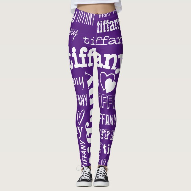 Your Name Text Pattern Personalised Leggings (Front)