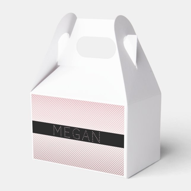Your Name | Thin Rose Ombre & White Stripes Favour Box (Front Side)