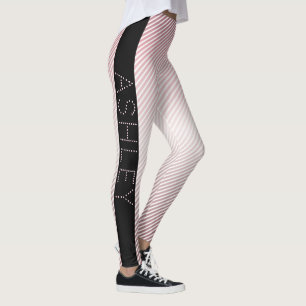 Your Name Thin Rose Ombre & White Stripes Leggings