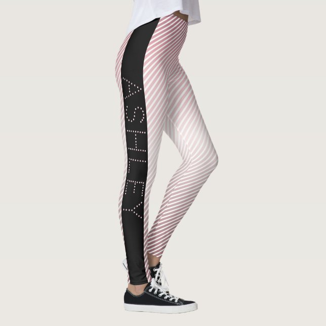 Your Name | Thin Rose Ombre & White Stripes Leggings (Right)