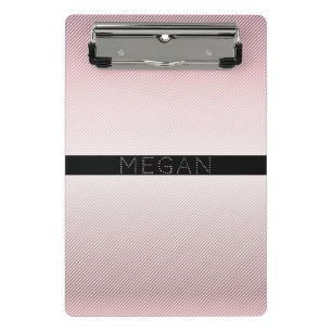 Your Name Thin Rose Ombre & White Stripes Mini Clipboard
