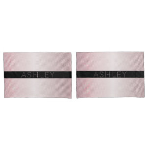 Your Name   Thin Rose Ombre & White Stripes Pillowcase
