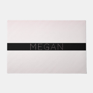 Your Name Thin White & Sublte Rose Ombre Stripes Doormat