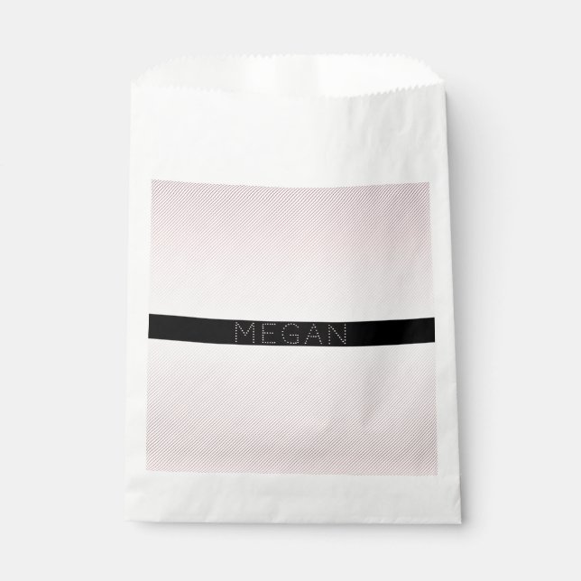 Your Name | Thin White & Sublte Rose Ombre Stripes Favour Bag (Front)