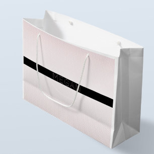 Your Name   Thin White & Sublte Rose Ombre Stripes Large Gift Bag